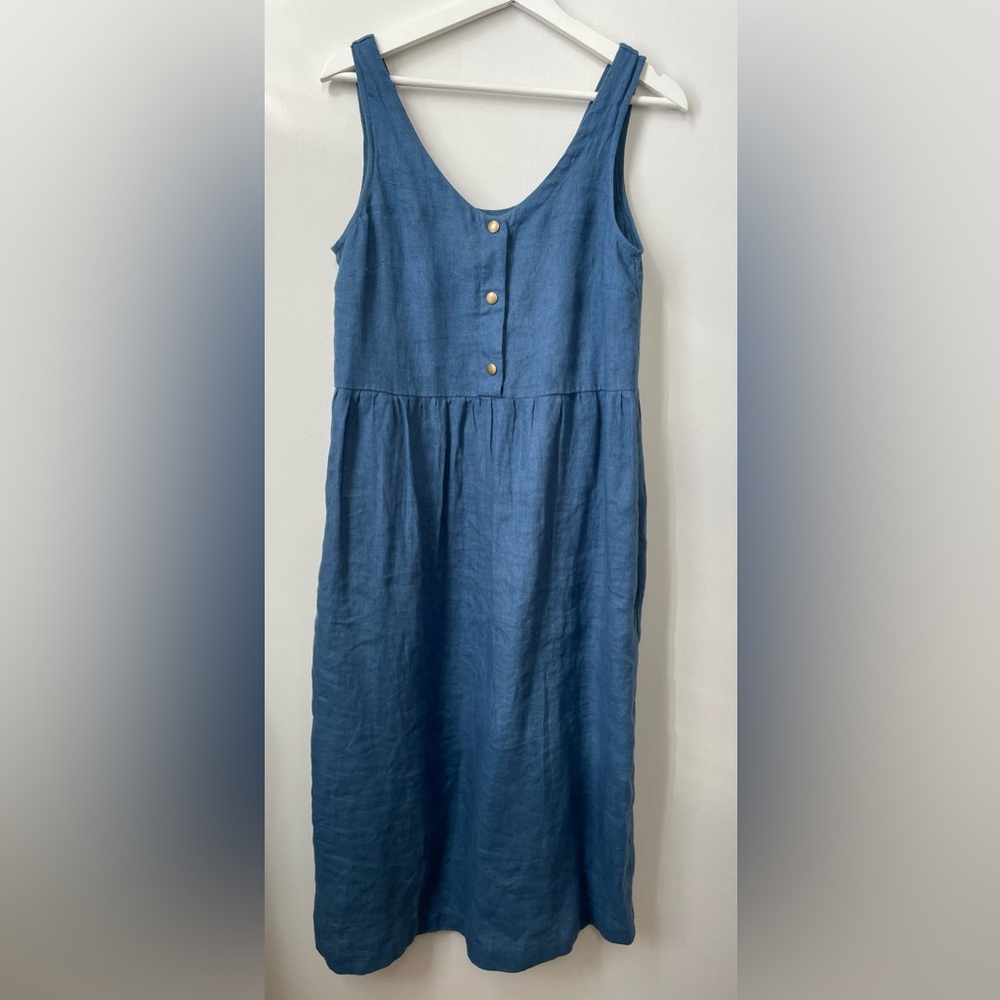 notPERFECTLINEN VALLEY front brass snaps linen dress (NWOT)